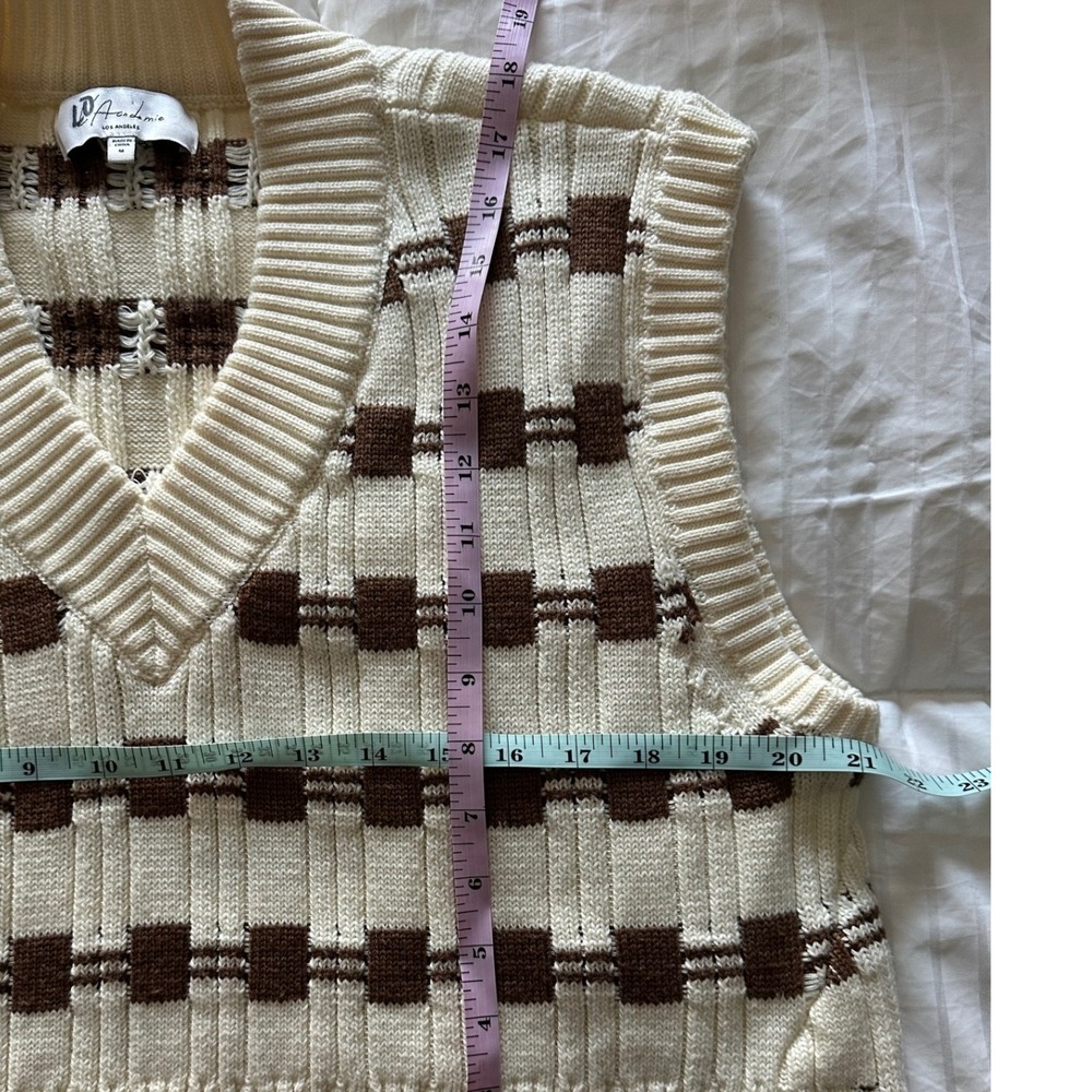 L'Academie Oversized Sweater‎ Vest Cream Brown| Revolve Designer Knit | Size M - Picture 3 of 6